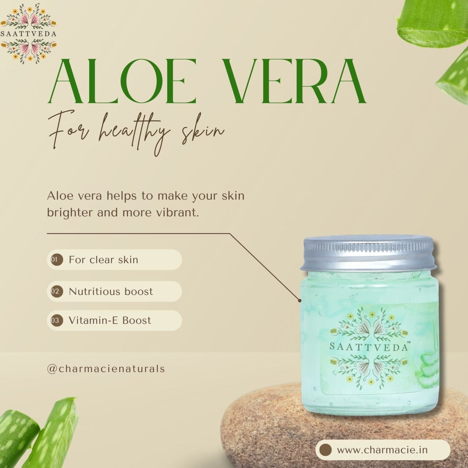 Saattveda Pure Natural Aloe Vera Pulp 100 Mls Charmacie Naturals